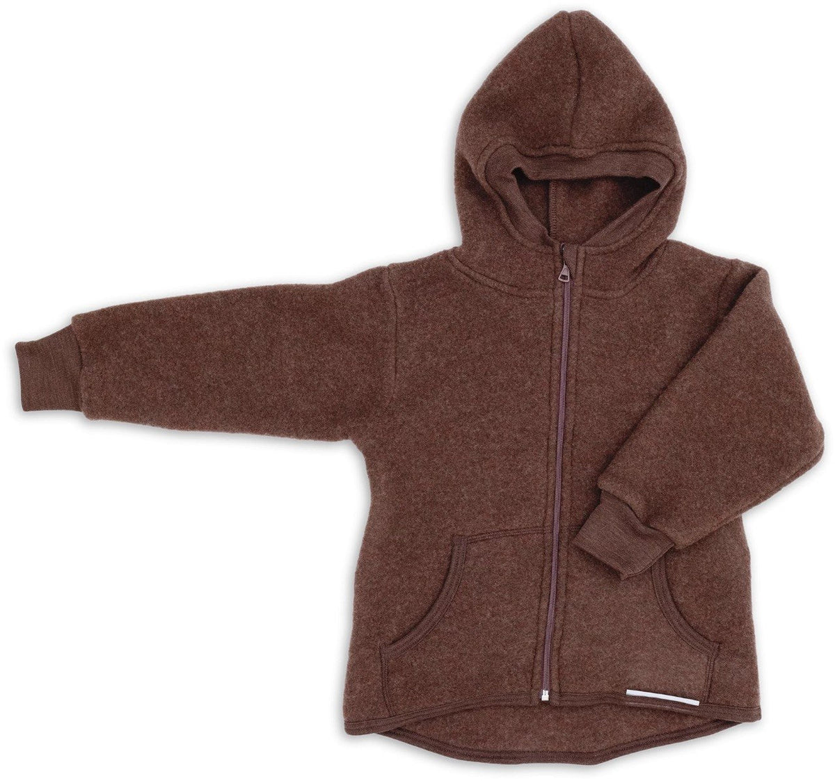 Kapuzenjacke Wollfleece mit Reissverschluss Zimt meliert