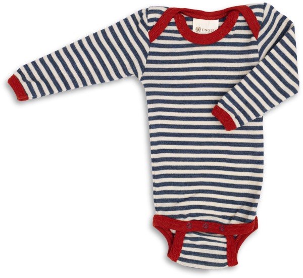 Body langarm, IVN BEST, blau melange/natur