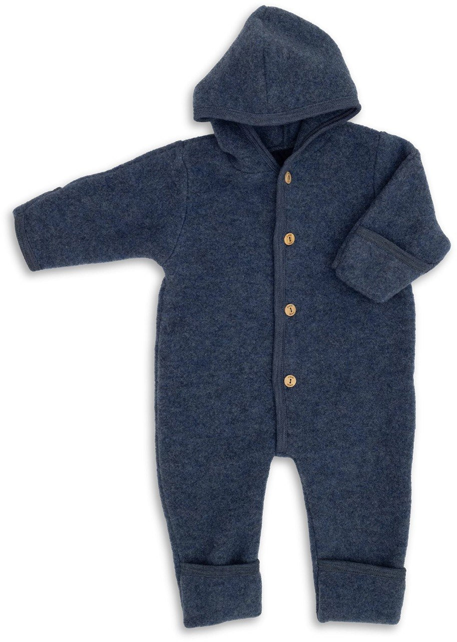 Wollfleece Overall, 62/68, blau melange