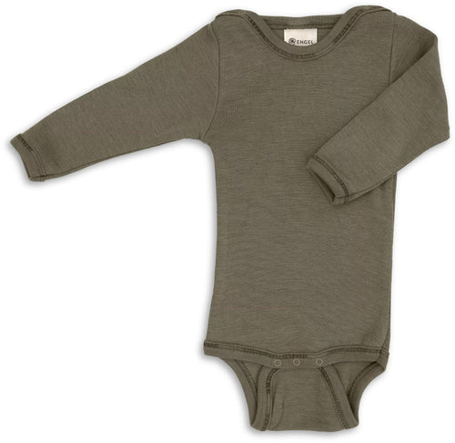 Body langarm Wolle/Seide, GOTS Olive