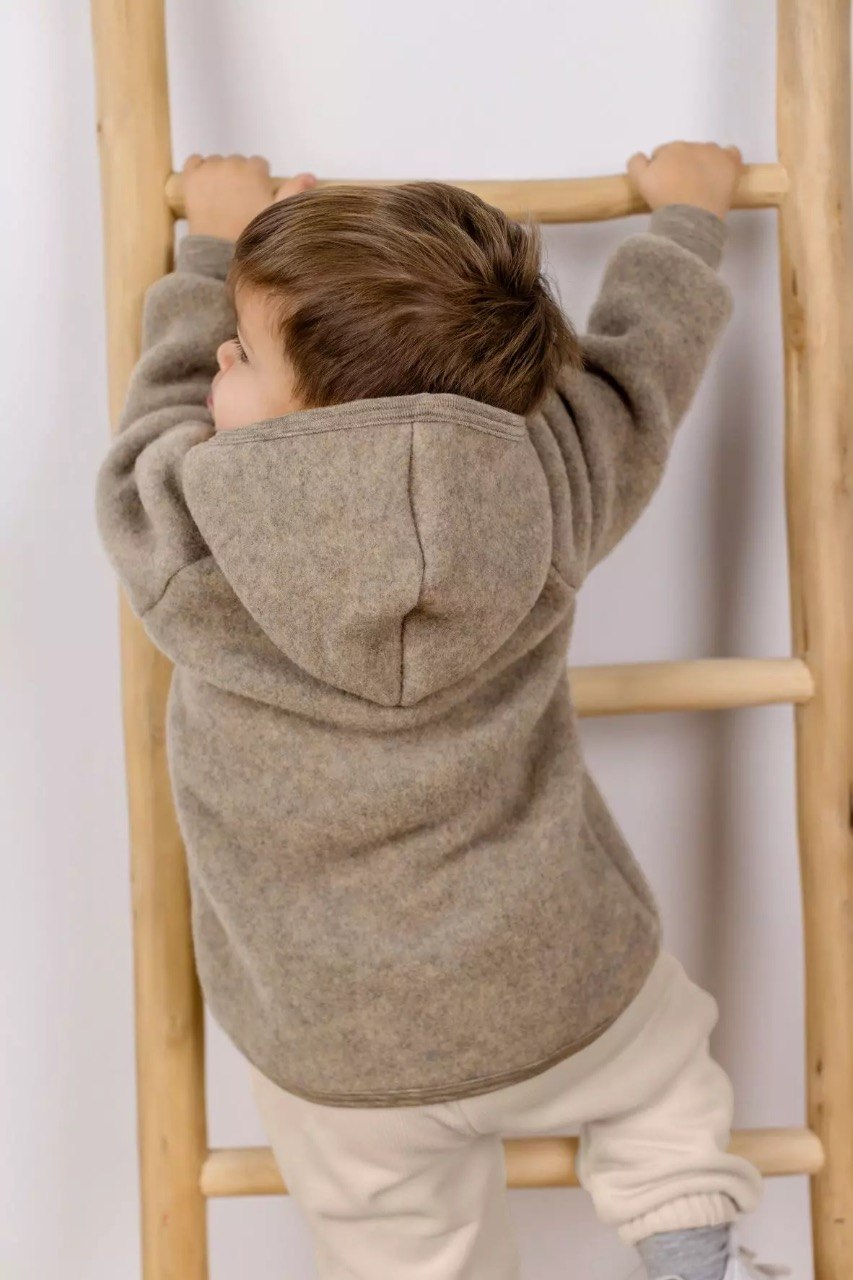Wollfleece Jacke Walnuss melange